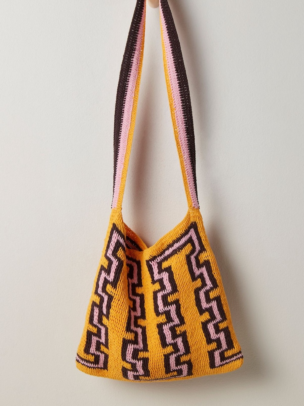 bek + MERI Fishbone Woven Tote Yellow Mix Free People